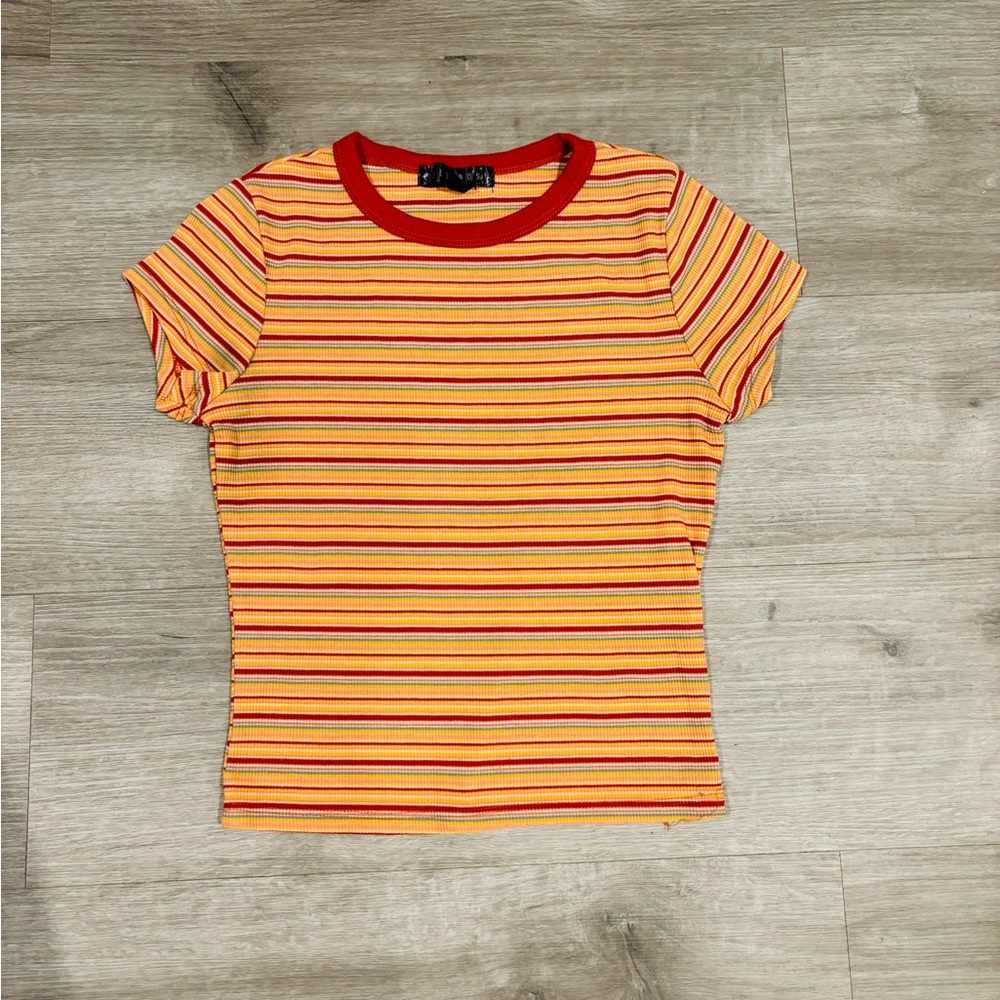 Fitted Baby Tee Orange Stripes